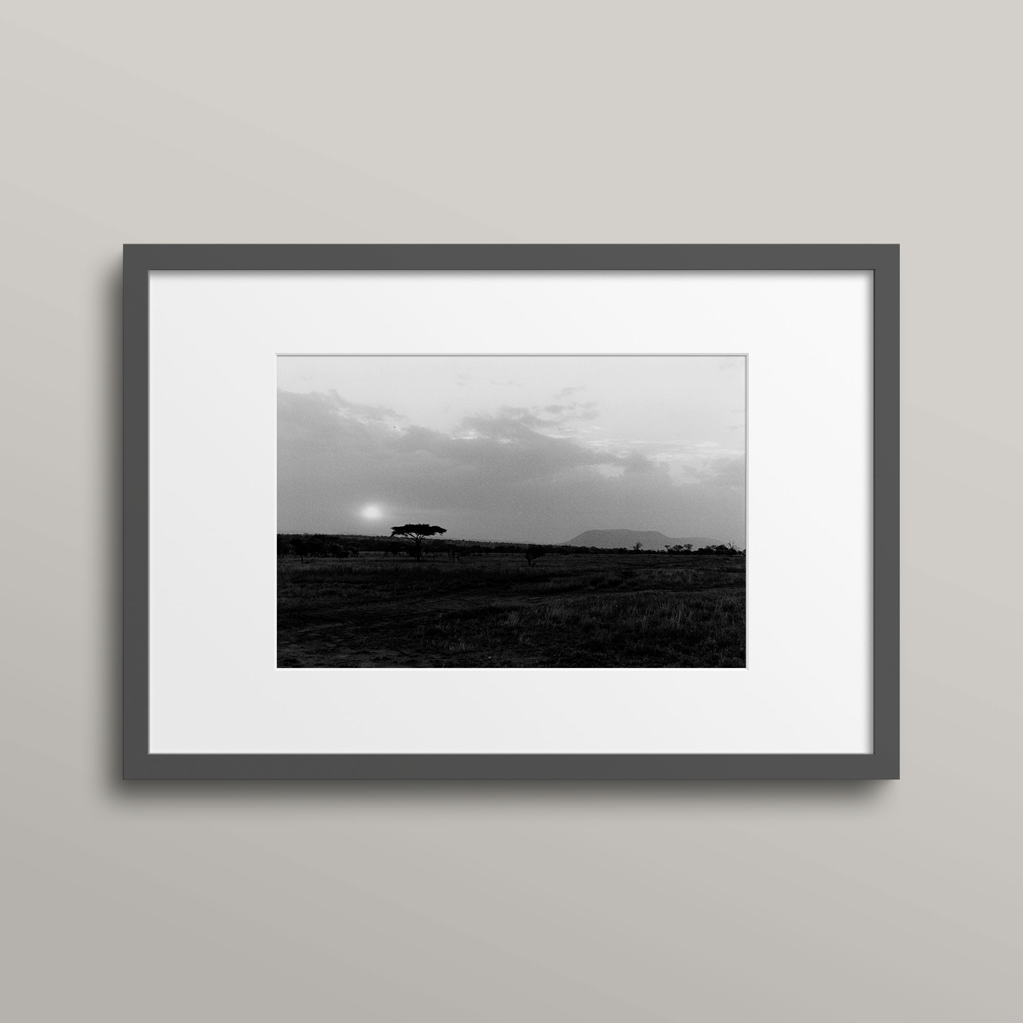 Blank-and-White-Landscape-Photo-Tanzania-Africa Serengeti Sunrise: Tanzania Africa framed